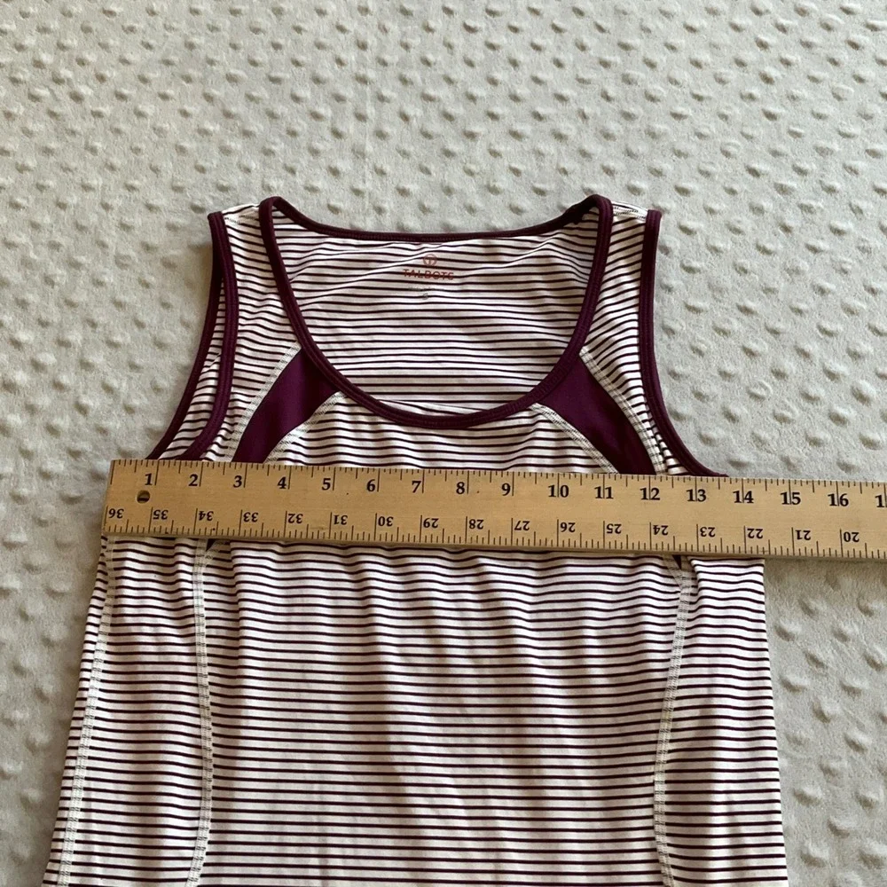 Talbots Athletic Tank Top Womens Small Burgundy White Striped Built-in Shelf Bra